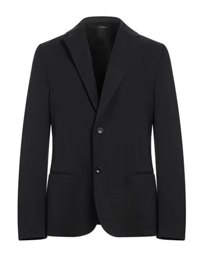 DANIELE ALESSANDRINI HOMME DANIELE ALESSANDRINI HOMME MAN BLAZER BLACK SIZE 46 POLYESTER, VISCOSE, ELASTANE