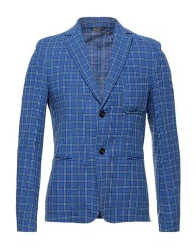 Daniele Alessandrini Homme Man Blazer Bright Blue Size 46 Cotton, Linen