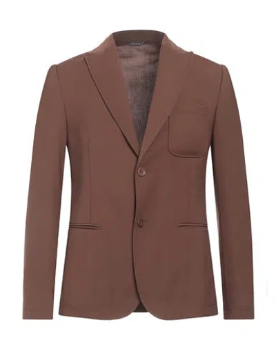 Daniele Alessandrini Homme Man Blazer Brown Size 44 Polyester, Viscose, Elastane