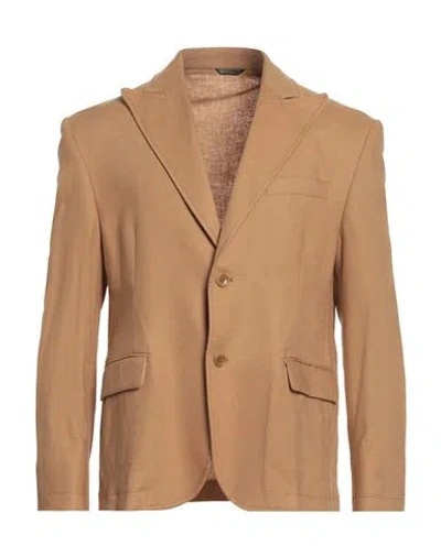 Daniele Alessandrini Homme Man Blazer Camel Size 42 Linen, Viscose In Beige