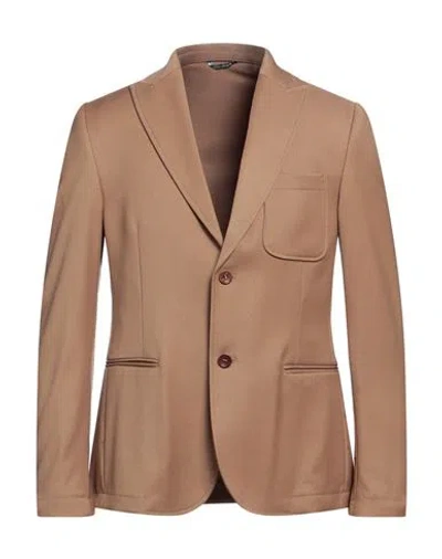 Daniele Alessandrini Homme Man Blazer Camel Size 44 Polyester, Viscose, Elastane In Brown