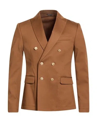Daniele Alessandrini Homme Man Blazer Camel Size 44 Polyester, Viscose, Elastane In Brown