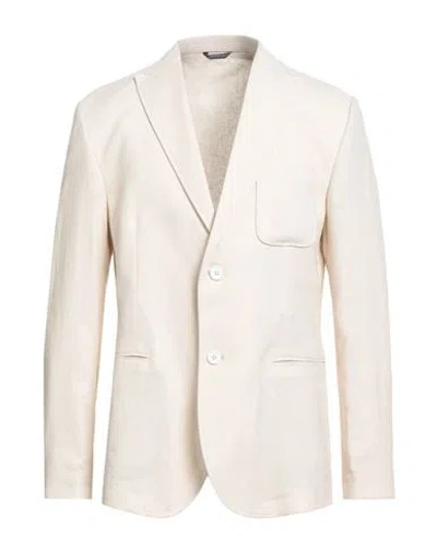 Daniele Alessandrini Homme Man Blazer Cream Size 42 Linen, Viscose In White
