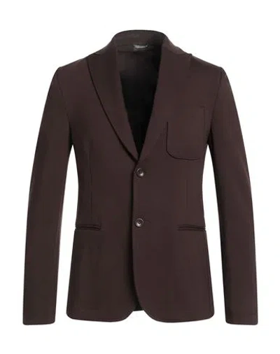 Daniele Alessandrini Homme Man Blazer Dark Brown Size 46 Viscose, Polyamide, Elastane