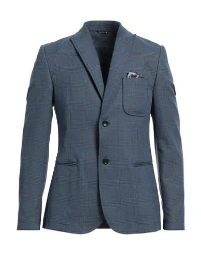Daniele Alessandrini Homme Man Blazer Navy Size 42 Polyester, Viscose, Elastane In Navy Blue