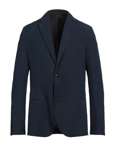 Daniele Alessandrini Homme Man Blazer Navy Size 44 Polyester, Viscose, Elastane In Navy Blue
