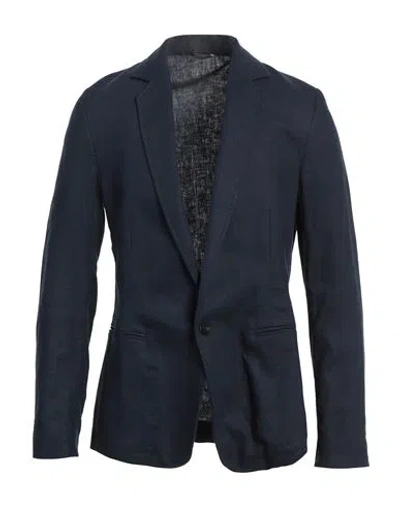 Daniele Alessandrini Homme Man Blazer Navy Size 40 Linen, Viscose In Blue