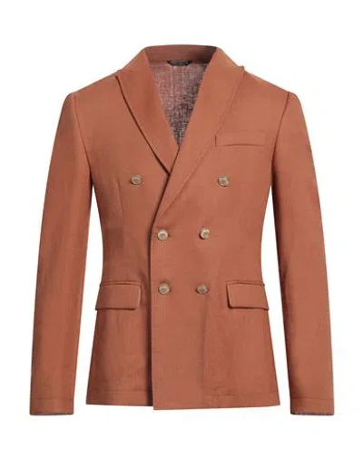 Daniele Alessandrini Homme Man Blazer Rust Size 42 Linen, Viscose In Red