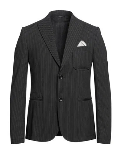 Daniele Alessandrini Homme Man Blazer Steel Grey Size 42 Polyester, Viscose, Elastane In Black