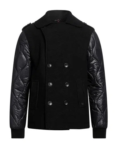 Daniele Alessandrini Homme Man Coat Black Size 44 Wool, Polyester, Viscose, Acrylic, Elastane