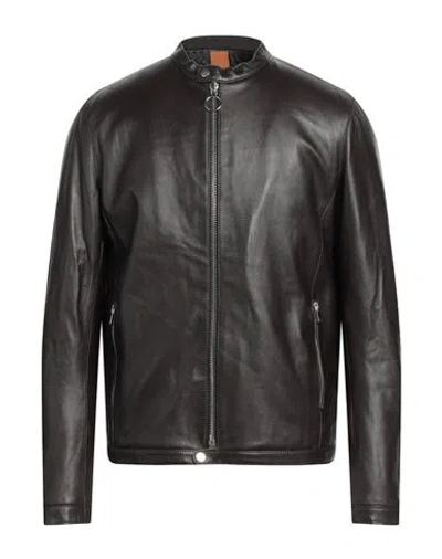 Daniele Alessandrini Homme Man Jacket Dark Brown Size 42 Ovine Leather