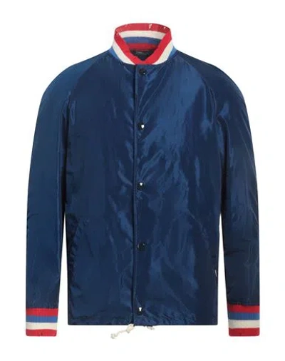 Daniele Alessandrini Homme Man Jacket Navy Size 38 Polyester, Cotton In Navy Blue