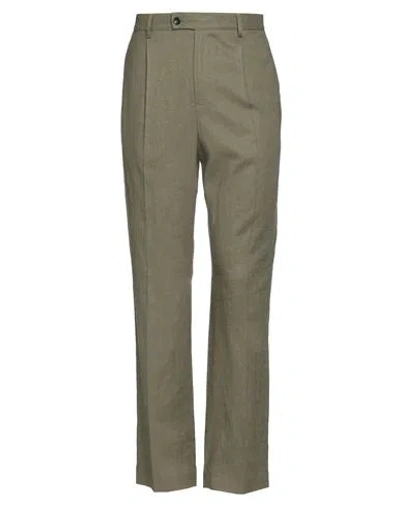 Daniele Alessandrini Homme Man Pants Military Green Size 34 Linen, Viscose