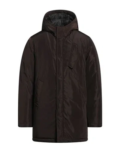 Daniele Alessandrini Homme Man Puffer Dark Brown Size 36 Polyester