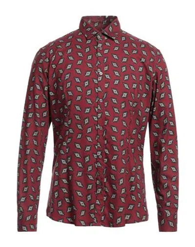 Daniele Alessandrini Homme Man Shirt Burgundy Size 15 ¾ Viscose, Cotton In Red