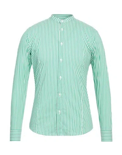 Daniele Alessandrini Homme Man Shirt Green Size 16 ½ Cotton, Polyamide, Elastane