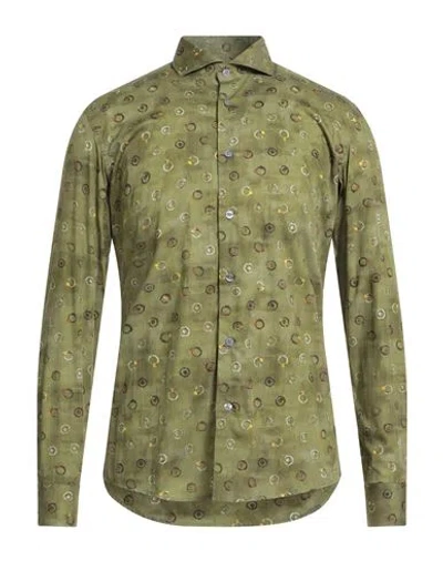 Daniele Alessandrini Homme Man Shirt Green Size 16 Cotton