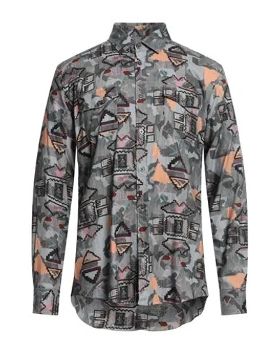 Daniele Alessandrini Homme Man Shirt Grey Size 15 ¾ Viscose, Cotton