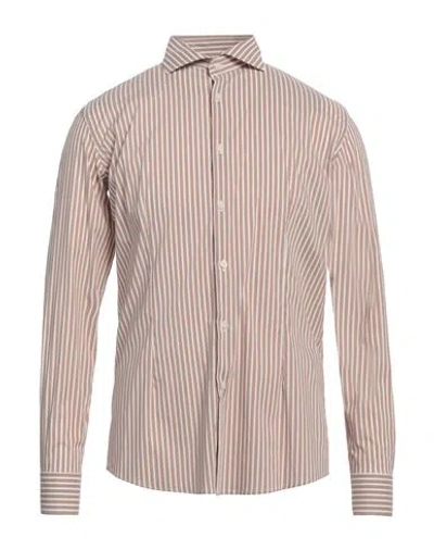 Daniele Alessandrini Homme Man Shirt Light Brown Size 15 ¾ Cotton, Polyamide, Elastane In Beige