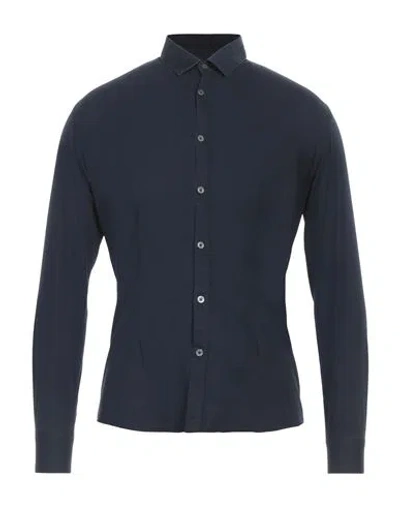 Daniele Alessandrini Homme Man Shirt Midnight Blue Size 15 ½ Cotton, Elastane In Blue