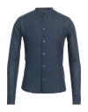 Daniele Alessandrini Homme Man Shirt Midnight Blue Size 17 ½ Linen, Cotton