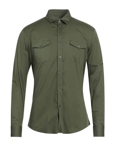 Daniele Alessandrini Homme Man Shirt Military Green Size 15 ¾ Cotton, Elastane