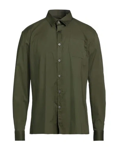 Daniele Alessandrini Homme Man Shirt Military Green Size 16 ½ Cotton, Elastane