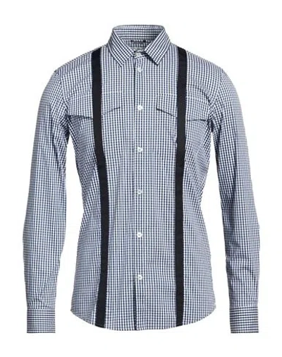Daniele Alessandrini Homme Man Shirt Navy Size M Cotton, Polyamide, Elastane In Navy Blue