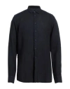 Daniele Alessandrini Homme Man Shirt Navy Size 17 Linen In Navy