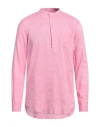 Daniele Alessandrini Homme Man Shirt Pink Size 15 ¾ Linen, Cotton