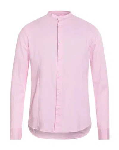 Daniele Alessandrini Homme Man Shirt Pink Size 17 Cotton, Elastane