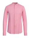 Daniele Alessandrini Homme Man Shirt Pink Size 17 ½ Linen, Cotton