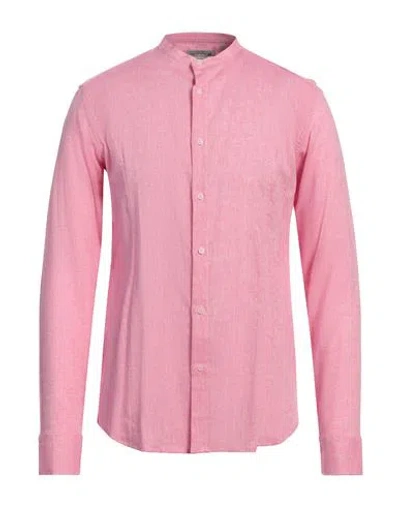 Daniele Alessandrini Homme Man Shirt Pink Size 17 ½ Linen, Cotton