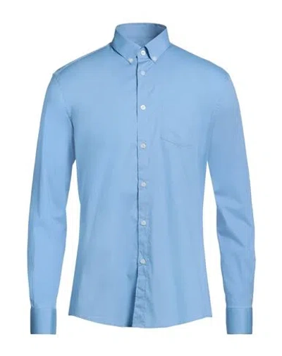 Daniele Alessandrini Homme Man Shirt Sky Blue Size 17 Cotton, Elastane
