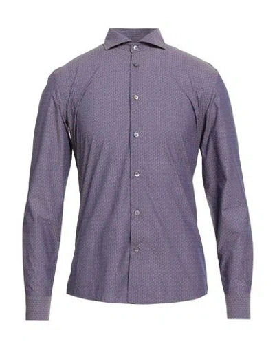 Daniele Alessandrini Homme Man Shirt Slate Blue Size 17 Cotton In Purple