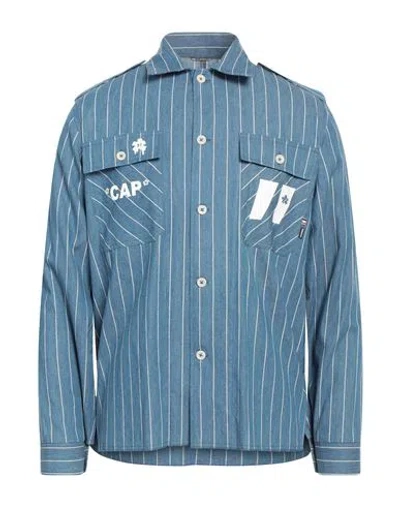 Daniele Alessandrini Homme Man Shirt Slate Blue Size M Cotton
