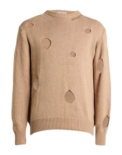 Daniele Alessandrini Homme Man Sweater Camel Size 40 Cotton In Sand