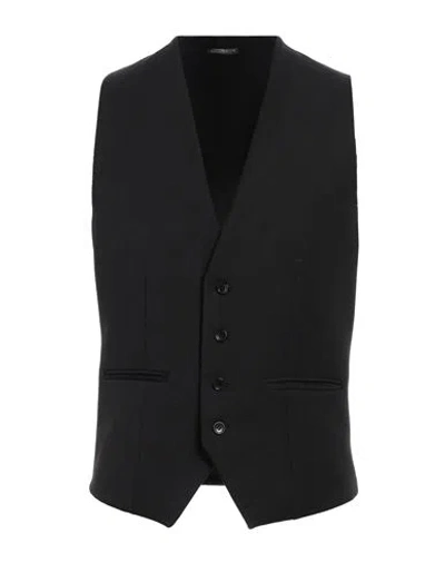 Daniele Alessandrini Homme Man Tailored Vest Black Size 40 Polyester, Viscose, Elastane