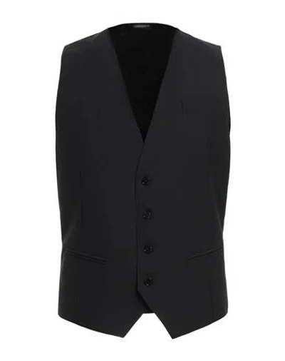 Daniele Alessandrini Homme Man Tailored Vest Black Size 46 Polyester, Viscose