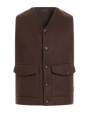 Daniele Alessandrini Homme Man Tailored Vest Dark Brown Size 44 Polyester