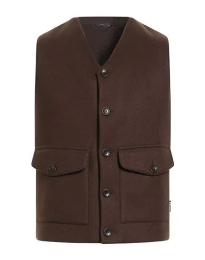 Daniele Alessandrini Homme Man Tailored Vest Dark Brown Size 44 Polyester