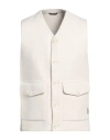 Daniele Alessandrini Homme Man Tailored Vest Ivory Size 40 Polyester In White