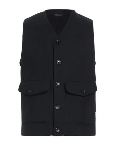 Daniele Alessandrini Homme Man Tailored Vest Midnight Blue Size 44 Polyester In Black