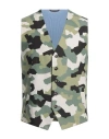 Daniele Alessandrini Homme Man Tailored Vest Military Green Size 38 Cotton, Elastane In Green