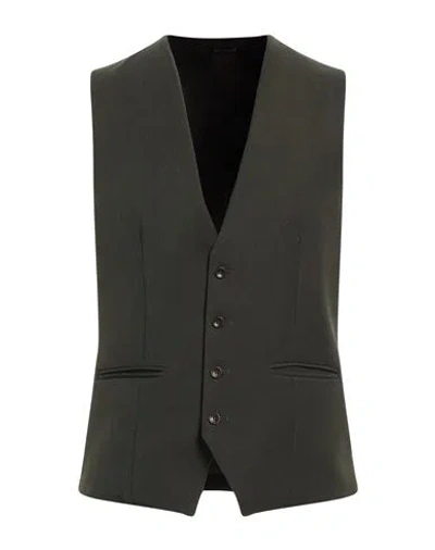 Daniele Alessandrini Homme Man Tailored Vest Military Green Size 38 Polyester, Viscose, Elastane