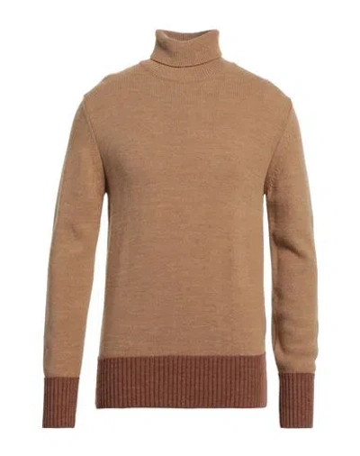 Daniele Alessandrini Homme Man Turtleneck Camel Size 38 Wool, Acrylic, Alpaca Wool In Brown
