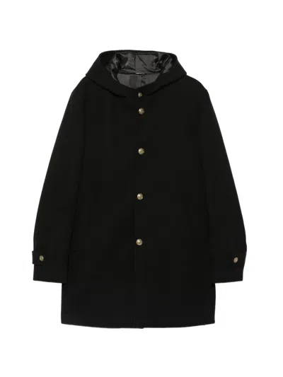 Daniele Alessandrini Hooded Buttoned Coat In Black