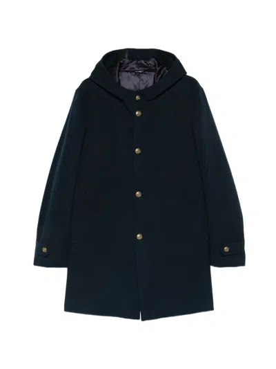 Daniele Alessandrini Hooded Button-up Coat In Blue