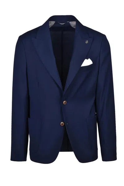 Daniele Alessandrini Blazer Jacket Polyester Viscose Elastane - Multicolor In Blue