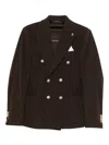 Daniele Alessandrini Structured Double-breasted Brown Corduroy Jacket In Multi